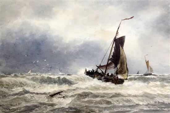 Thomas Bush Hardy (1842-1897) Boats returning ...., 13 x 19in.